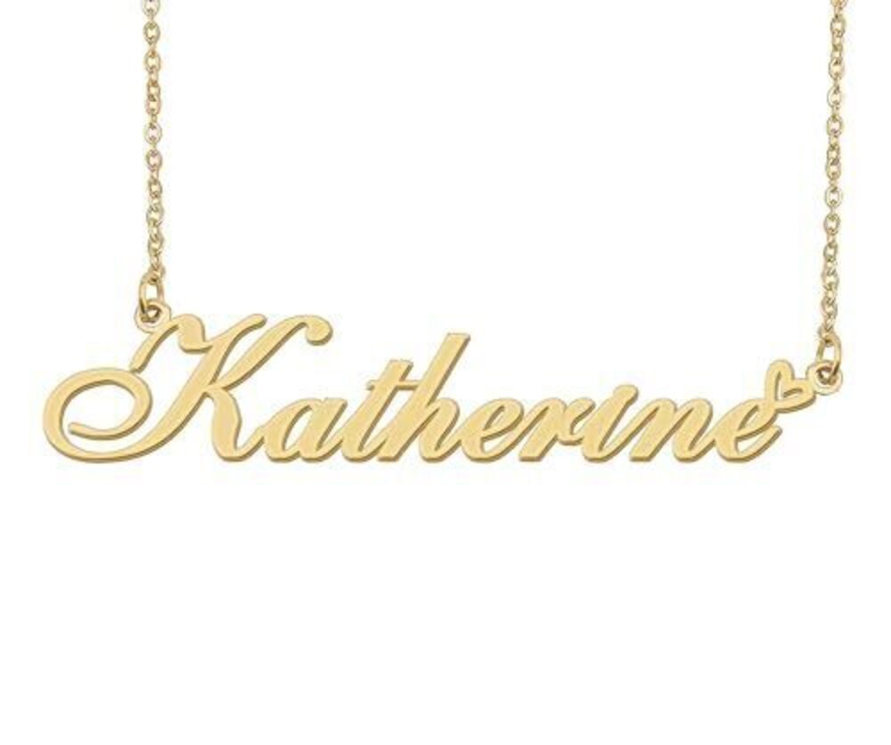 4091 Katherine Name Necklace Heart Charm Pendant 18k Gold Plated Stainless